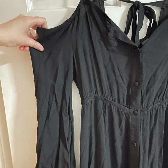 PacSun Black Button Up Maxi Dress Black - Picture 2 of 6